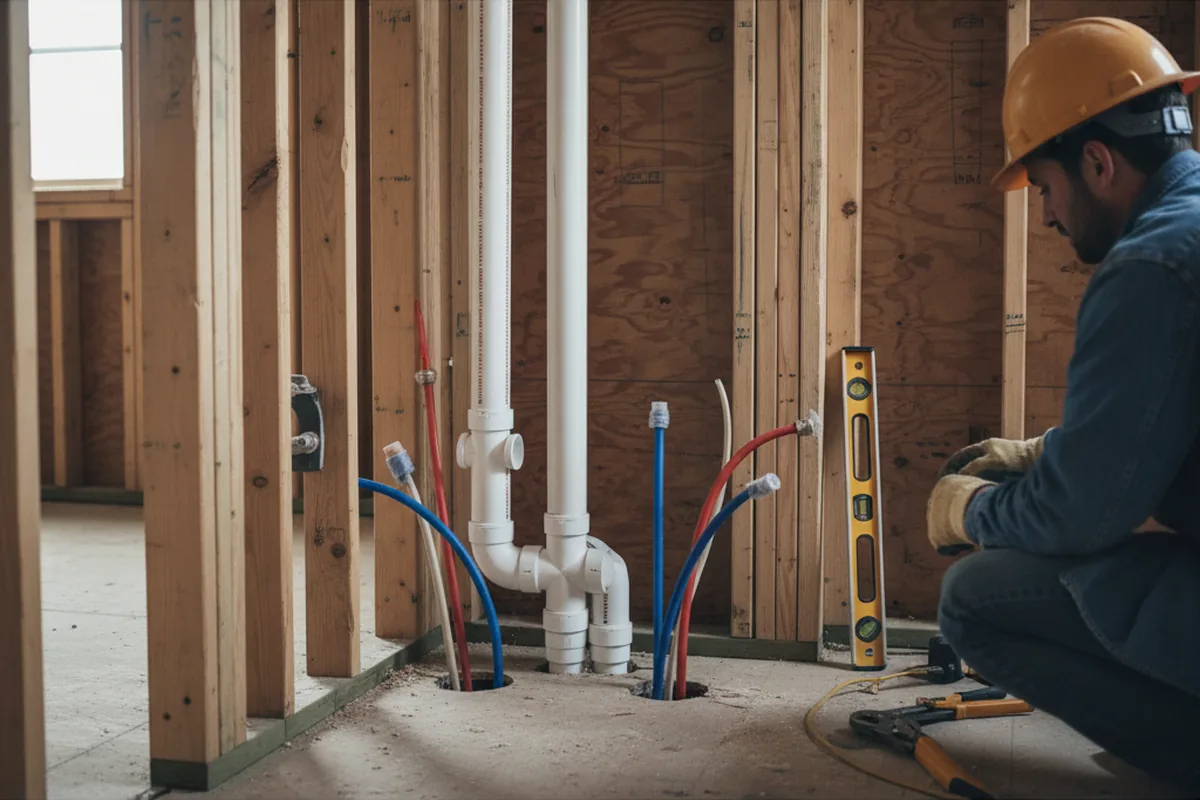 Drain and supply rough-in during Drain Cleaning in Schwertner